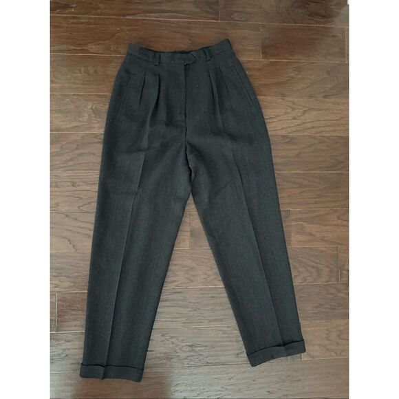 Lauren Ralph Lauren 100% Wool Pleated Dark Gray Pants size 8 - Picture 1 of 8